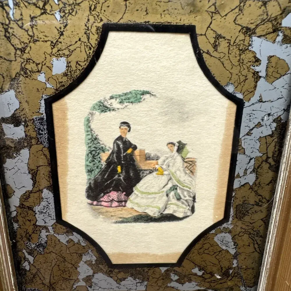 Vintage E.A. Riba Co. Gold Frame Victorian Art Hollywood Regency Rectangle NYC